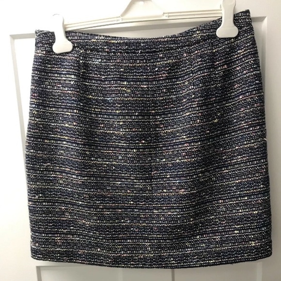 LOFT Tweed Skirt w Pockets Navy Multi-Color 14P - Picture 6 of 8